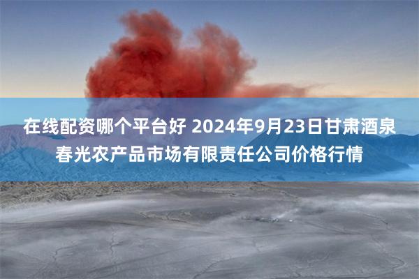 在线配资哪个平台好 2024年9月23日甘肃酒泉春光农产品市场有限责任公司价格行情